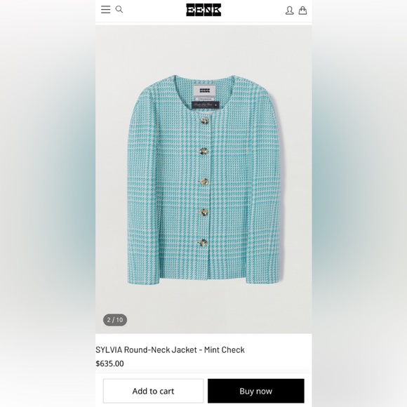 EENK SYLVIA Round-Neck Jacket - Mint Check - Picture 3 of 3